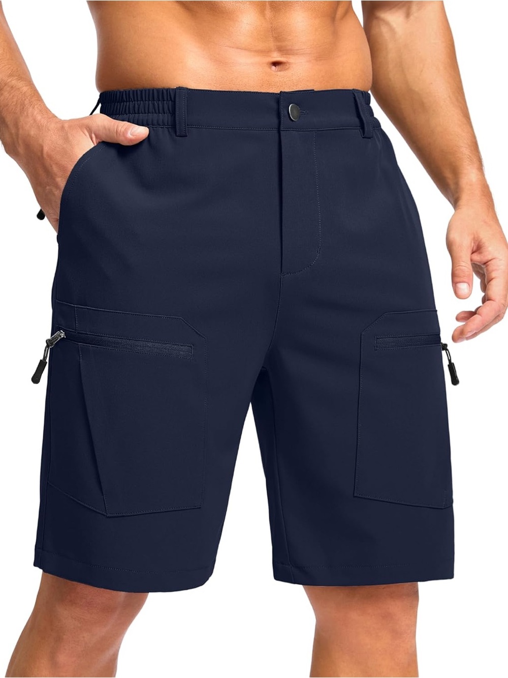 NWT Pudolla Men’s Size Medium Cargo Shorts Quick Dry Lightweight Navy Blue